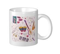 Cozimangoe Coffee Mug, 11OZ White Ceramic Resistant Durable Glossy for Women Men Mothers Day Gift Offices Home, Personalized Music Records Blues Music is My Life Theme