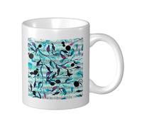 Cozimangoe Coffee Mug, 11OZ White Ceramic Resistant Durable Glossy for Women Men Mothers Day Gift Offices Home, Personalized Watercolour Music Branches Leaves