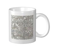 Cozimangoe Coffee Mug, 11OZ White Ceramic Resistant Durable Glossy for Women Men Mothers Day Gift Offices Home, Personalized Quatrefoil Moroccan Mother of Pearl