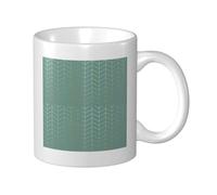 Cozimangoe Coffee Mug, 11OZ White Ceramic Resistant Durable Glossy for Women Men Mothers Day Gift Offices Home, Personalized Herringbone Pattern Faux Gold Foil Teal Geometric