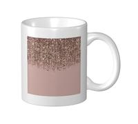 Cozimangoe Coffee Mug, 11OZ White Ceramic Resistant Durable Glossy for Women Men Mothers Day Gift Offices Home, Personalized Taupe Blush Pink Rose Bronze Gold Glitter Glam
