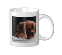 Cozimangoe Coffee Mug, 11OZ White Ceramic Resistant Durable Glossy for Women Men Mothers Day Gift Offices Home, Personalized Ruby Cavalier King Charles Spaniel Puppy Dog