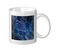 Cozimangoe Coffee Mug, 11OZ White Ceramic Resistant Durable Glossy for Women Men Mothers Day Gift Offices Home, Personalized DNA Chain Photo Printed