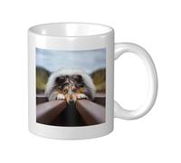 Cozimangoe Coffee Mug, 11OZ White Ceramic Resistant Durable Glossy for Women Men Mothers Day Gift Offices Home, Personalized Rough Collie Bokeh Railway Dogs Pets Rough