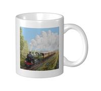 Cozimangoe Coffee Mug, 11OZ White Ceramic Resistant Durable Glossy for Women Men Mothers Day Gift Offices Home, Personalized Steam Train and Railway