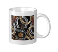 Cozimangoe Coffee Mug, 11OZ White Ceramic Resistant Durable Glossy for Women Men Mothers Day Gift Offices Home, Personalized Horseshoes and Autumn Leaves