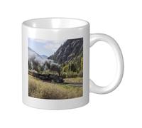 Cozimangoe Coffee Mug, 11OZ White Ceramic Resistant Durable Glossy for Women Men Mothers Day Gift Offices Home, Personalized Steam Locomotive Train