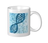 Cozimangoe Coffee Mug, 11OZ White Ceramic Resistant Durable Glossy for Women Men Mothers Day Gift Offices Home, Personalized DNA Blue