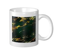 Cozimangoe Coffee Mug, 11OZ White Ceramic Resistant Durable Glossy for Women Men Mothers Day Gift Offices Home, Personalized Emerald Deep Green Earth Tones Gold Marble