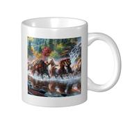 Cozimangoe Coffee Mug, 11OZ White Ceramic Resistant Durable Glossy for Women Men Mothers Day Gift Offices Home, Personalized Native American Indians Horses