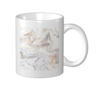 Cozimangoe Coffee Mug, 11OZ White Ceramic Resistant Durable Glossy for Women Men Mothers Day Gift Offices Home, Personalized Yellow Marble Print