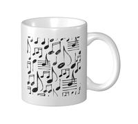 Cozimangoe Coffee Mug, 11OZ White Ceramic Resistant Durable Glossy for Women Men Mothers Day Gift Offices Home, Personalized Hand Sketch Musical Notes