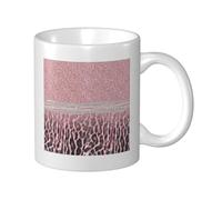 Cozimangoe Coffee Mug, 11OZ White Ceramic Resistant Durable Glossy for Women Men Mothers Day Gift Offices Home, Personalized Chic Girly Pink Leopard Animal Print Glitter