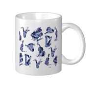 Cozimangoe Coffee Mug, 11OZ White Ceramic Resistant Durable Glossy for Women Men Mothers Day Gift Offices Home, Personalized Blues Saxophone Piano Cello Bass