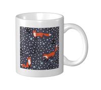 Cozimangoe Coffee Mug, 11OZ White Ceramic Resistant Durable Glossy for Women Men Mothers Day Gift Offices Home, Personalized Red Fox in The Night
