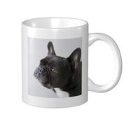 Cozimangoe Coffee Mug, 11OZ White Ceramic Resistant Durable Glossy for Women Men Mothers Day Gift Offices Home, Personalized Sweet Pet Cute Black French Bulldog Puppy