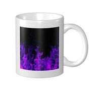Cozimangoe Coffee Mug, 11OZ White Ceramic Resistant Durable Glossy for Women Men Mothers Day Gift Offices Home, Personalized Purple Flame