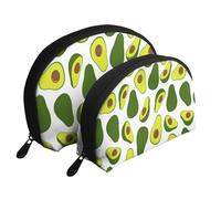 Cozimangoe Coin Pouch Makeup Bags Set, 2 Piece Shell Shape Cosmetic Bag with Pockets for Daily Travel Handbag Lipstick Keys Toiletry, Personalized Seamless Pattern of Fresh Avocado Isolated On White