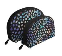Cozimangoe Coin Pouch Makeup Bags Set, 2 Piece Shell Shape Cosmetic Bag with Pockets for Daily Travel Handbag Lipstick Keys Toiletry, Personalized Seamless Animal Leopard Texture Pattern