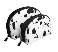 Cozimangoe Coin Pouch Makeup Bags Set, 2 Piece Shell Shape Cosmetic Bag with Pockets for Daily Travel Handbag Lipstick Keys Toiletry, Personalized Cow Skin Dalmatians Dog Spots Dalmatian