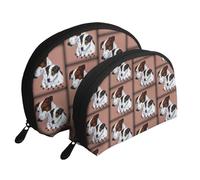 Cozimangoe Coin Pouch Makeup Bags Set, 2 Piece Shell Shape Cosmetic Bag with Pockets for Daily Travel Handbag Lipstick Keys Toiletry, Personalized Jack Russel Terrier Dog