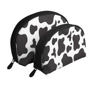 Cozimangoe Coin Pouch Makeup Bags Set, 2 Piece Shell Shape Cosmetic Bag with Pockets for Daily Travel Handbag Lipstick Keys Toiletry, Personalized Cow Print 1