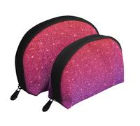 Cozimangoe Coin Pouch Makeup Bags Set, 2 Piece Shell Shape Cosmetic Bag with Pockets for Daily Travel Handbag Lipstick Keys Toiletry, Personalized Gradient Sequin Sparkle
