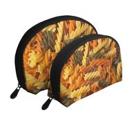 Cozimangoe Coin Pouch Makeup Bags Set, 2 Piece Shell Shape Cosmetic Bag with Pockets for Daily Travel Handbag Lipstick Keys Toiletry, Personalized Tasty Pasta