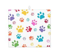 Cozimangoe Colored Dog Paws Prints, Dish Drying Mat, 18x16 Inch Absorbent Microfiber Quick Dry Machine Washable for Dishes Pots Pans Glassware Coffee Bar Under Rack