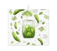 Cozimangoe Cucumber Pickle, Dish Drying Mat, 18x16 Inch Absorbent Microfiber Quick Dry Machine Washable for Dishes Pots Pans Glassware Coffee Bar Under Rack