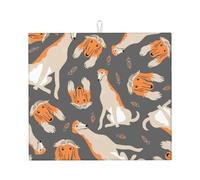 Cozimangoe Cute Afghan Hound, Dish Drying Mat, 18x16 Inch Absorbent Microfiber Quick Dry Machine Washable for Dishes Pots Pans Glassware Coffee Bar Under Rack