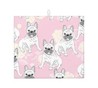 Cozimangoe Cute French Bulldog, Dish Drying Mat, 18x16 Inch Absorbent Microfiber Quick Dry Machine Washable for Dishes Pots Pans Glassware Coffee Bar Under Rack