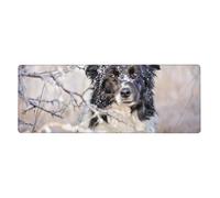 Cozimangoe Desk Mat, Large Mouse Pad Anti-Slip Waterproof Smooth Surface for Durable Stitched, Computer Desk Office Home, Personalized Border Collie Winter Snow White Black Dogs