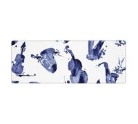 Cozimangoe Desk Mat, Large Mouse Pad Anti-Slip Waterproof Smooth Surface for Durable Stitched, Computer Desk Office Home, Personalized Blues Saxophone Piano Cello Bass