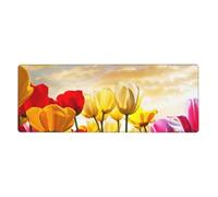 Cozimangoe Desk Mat, Large Mouse Pad Anti-Slip Waterproof Smooth Surface for Durable Stitched, Computer Desk Office Home, Personalized Tulip Flower Sunset