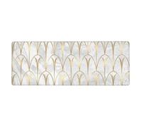 Cozimangoe Desk Mat, Large Mouse Pad Anti-Slip Waterproof Smooth Surface for Durable Stitched, Computer Desk Office Home, Personalized Art Deco Scales Geometry White Grey Gold Marble