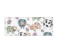 Cozimangoe Desk Mat, Large Mouse Pad Anti-Slip Waterproof Smooth Surface for Durable Stitched, Computer Desk Office Home, Personalized Hand Drawn Cartoon Cow