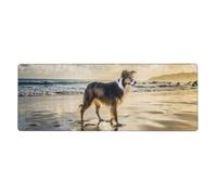 Cozimangoe Desk Mat, Large Mouse Pad Anti-Slip Waterproof Smooth Surface for Durable Stitched, Computer Desk Office Home, Personalized Border Collie Sea Sky Dog