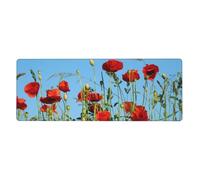Cozimangoe Desk Mat, Large Mouse Pad Anti-Slip Waterproof Smooth Surface for Durable Stitched, Computer Desk Office Home, Personalized Poppies On Blue Sky