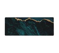 Cozimangoe Desk Mat, Large Mouse Pad Anti-Slip Waterproof Smooth Surface for Durable Stitched, Computer Desk Office Home, Personalized Teal Emerald Marble L and Scapes