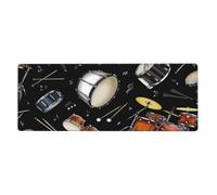 Cozimangoe Desk Mat, Large Mouse Pad Anti-Slip Waterproof Smooth Surface for Durable Stitched, Computer Desk Office Home, Personalized Jazz Collection Black Drum