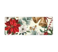 Cozimangoe Desk Mat, Large Mouse Pad Anti-Slip Waterproof Smooth Surface for Durable Stitched, Computer Desk Office Home, Personalized Christmas Poinsettia Floral Xmas Bell
