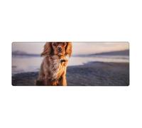 Cozimangoe Desk Mat, Large Mouse Pad Anti-Slip Waterproof Smooth Surface for Durable Stitched, Computer Desk Office Home, Personalized Cavalier King Charles Spaniel Coast Pets Dogs