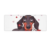 Cozimangoe Desk Mat, Large Mouse Pad Anti-Slip Waterproof Smooth Surface for Durable Stitched, Computer Desk Office Home, Personalized Dachshund Dog Puppy Animal Love Arrow