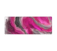 Cozimangoe Desk Mat, Large Mouse Pad Anti-Slip Waterproof Smooth Surface for Durable Stitched, Computer Desk Office Home, Personalized Magenta Black Grey Jewel Tone Fluid Art Swirl