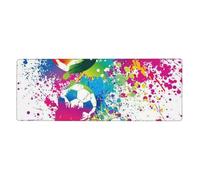 Cozimangoe Desk Mat, Large Mouse Pad Anti-Slip Waterproof Smooth Surface for Durable Stitched, Computer Desk Office Home, Personalized Colored Splashes All Over The Soccer