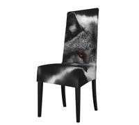 Cozimangoe Dining Chair Covers, High Stretch Removable Seat Covers,Stain Resistant Protective Slipcovers for Dining Room Kitchen Hotel Banquet, Wolf With Red Eyes Printed