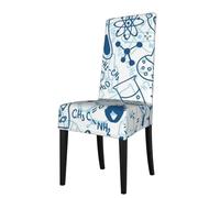 Cozimangoe Dining Chair Covers, High Stretch Removable Seat Covers,Stain Resistant Protective Slipcovers for Dining Room Kitchen Hotel Banquet, Cartoon Blue Chemistry