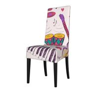 Cozimangoe Dining Chair Covers, High Stretch Removable Seat Covers,Stain Resistant Protective Slipcovers for Dining Room Kitchen Hotel Banquet, Music Records Blues Music Is My Life Theme