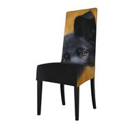 Cozimangoe Dining Chair Covers, High Stretch Removable Seat Covers,Stain Resistant Protective Slipcovers for Dining Room Kitchen Hotel Banquet, Black German Shepherd Dog Printed